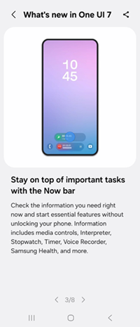 Samsung Galaxy OS 15 Now Bar screenshot