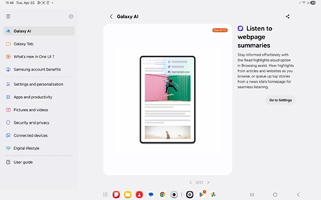 Samsung Galaxy OS 15 Samsung Internet screenshot