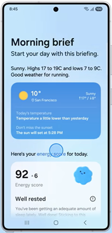 Samsung Galaxy Android OS 16 Now Brief screenshot